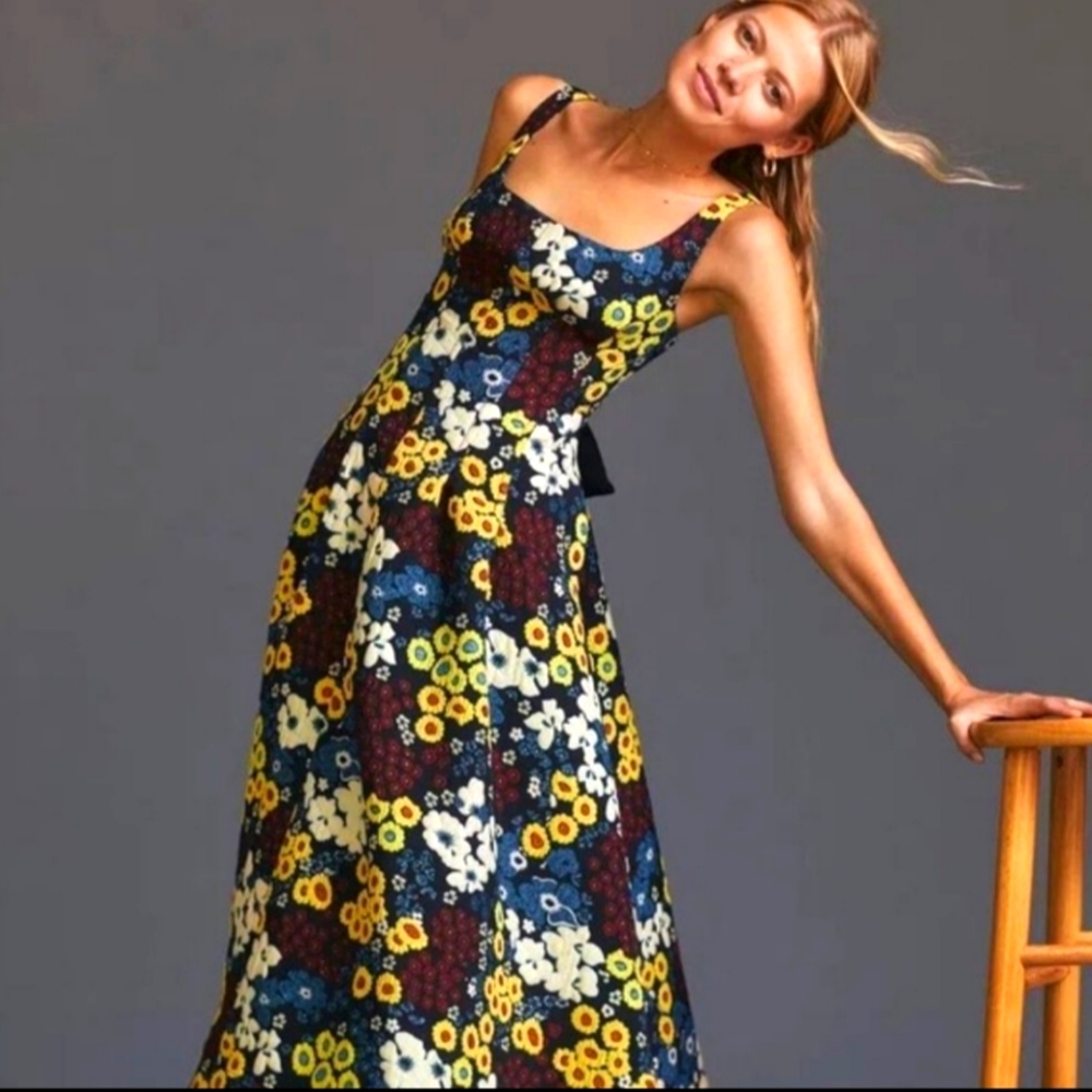 Anthropologie Maeve Marigold Midi Dress